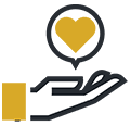 Icon of a hand offering a heart