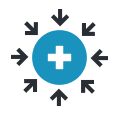 icon of a health symbol surrounded by arrows pointing to it